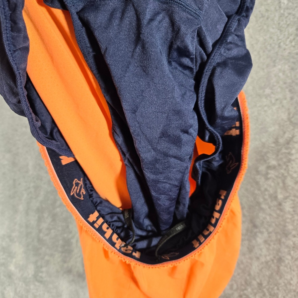 Rabbit Repeat 4 Womens Running Shorts Orange Navy Blue Zipper Pocket Large - Picture 8 of 9